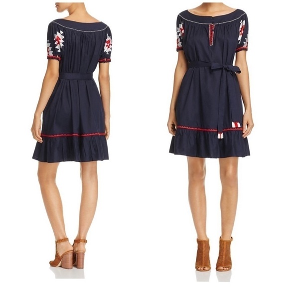 Tory Burch Alicia Embroidered Cotton Voile Boho embroidered Dress, size 10 - Picture 12 of 16